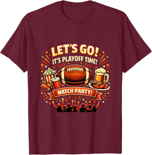 Playoff Game Day Football Friends Snacks Watch Party 2026 T-Shirt - T-Shirt | Maroon