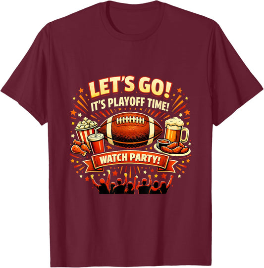 Playoff Game Day Football Friends Snacks Watch Party 2026 T-Shirt - T-Shirt | Maroon
