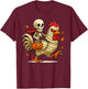 Funny Skeleton Riding a Mummy Chicken Halloween Costume T-Shirt - T-Shirt | Maroon
