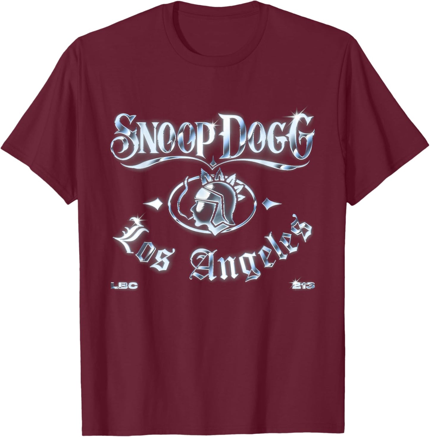 Official Snoop Dogg Los Angeles Chrome Logo T-Shirt - T-Shirt | Maroon