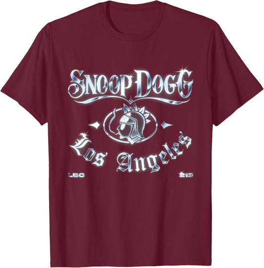 Official Snoop Dogg Los Angeles Chrome Logo T-Shirt - T-Shirt | Maroon