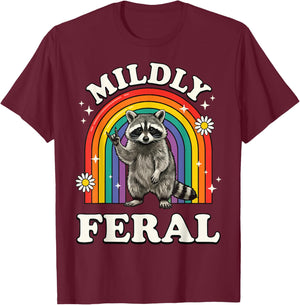 Mildly Feral Raccoon T-Shirt - T-Shirt | Maroon