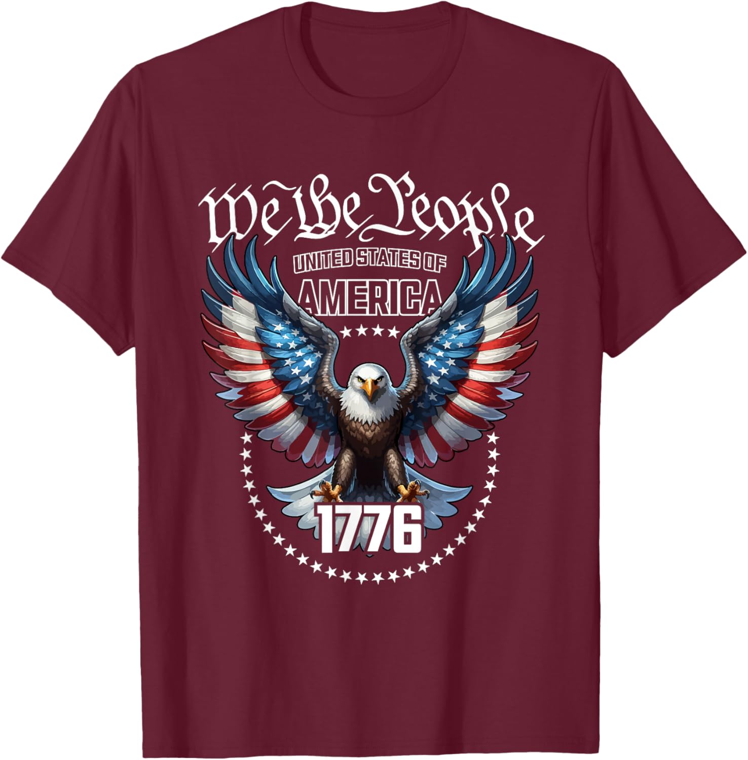 USA Patriotic American Flag Theme Eagle Design T-Shirt - T-Shirt | Maroon