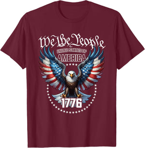 USA Patriotic American Flag Theme Eagle Design T-Shirt - T-Shirt | Maroon