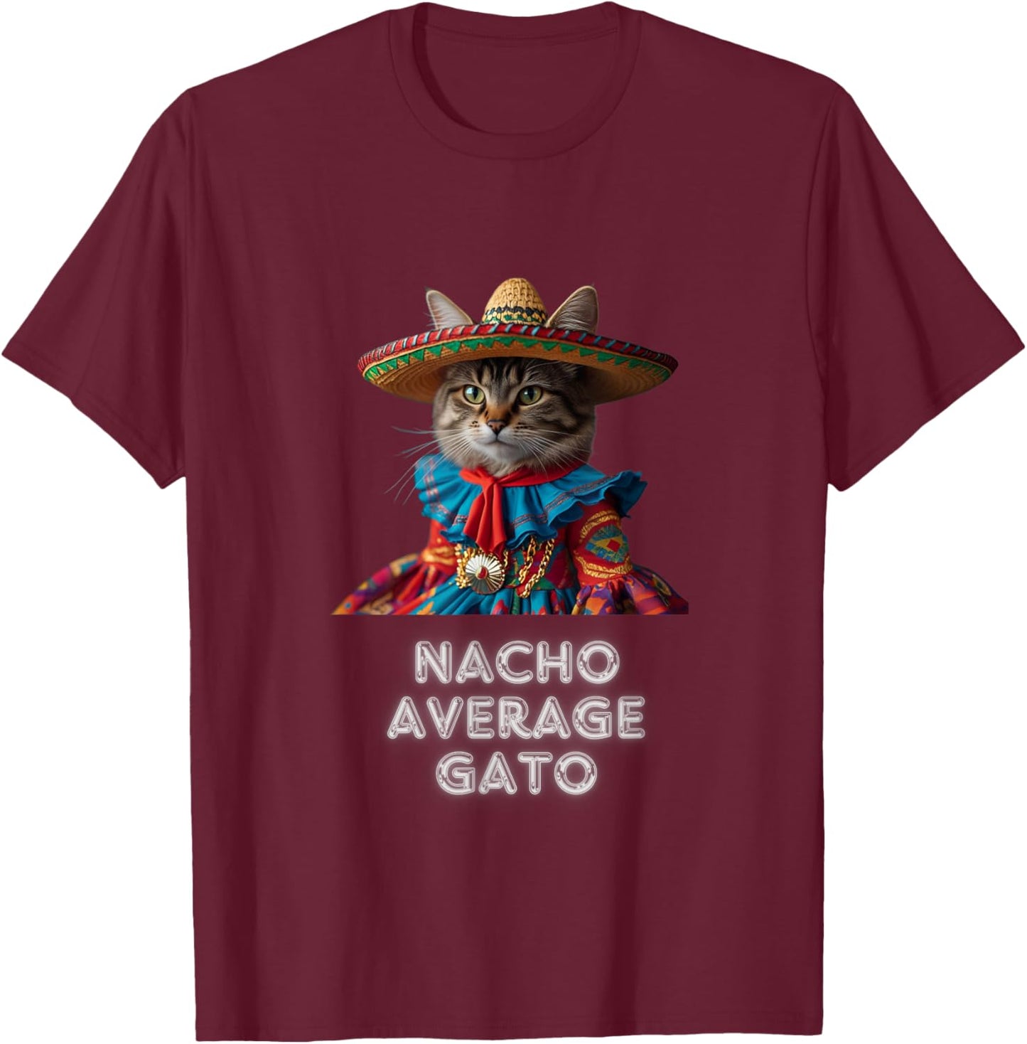 Gato Funny Cat Latino Women Girls Kids Fiesta Taco T-Shirt - T-Shirt | Maroon