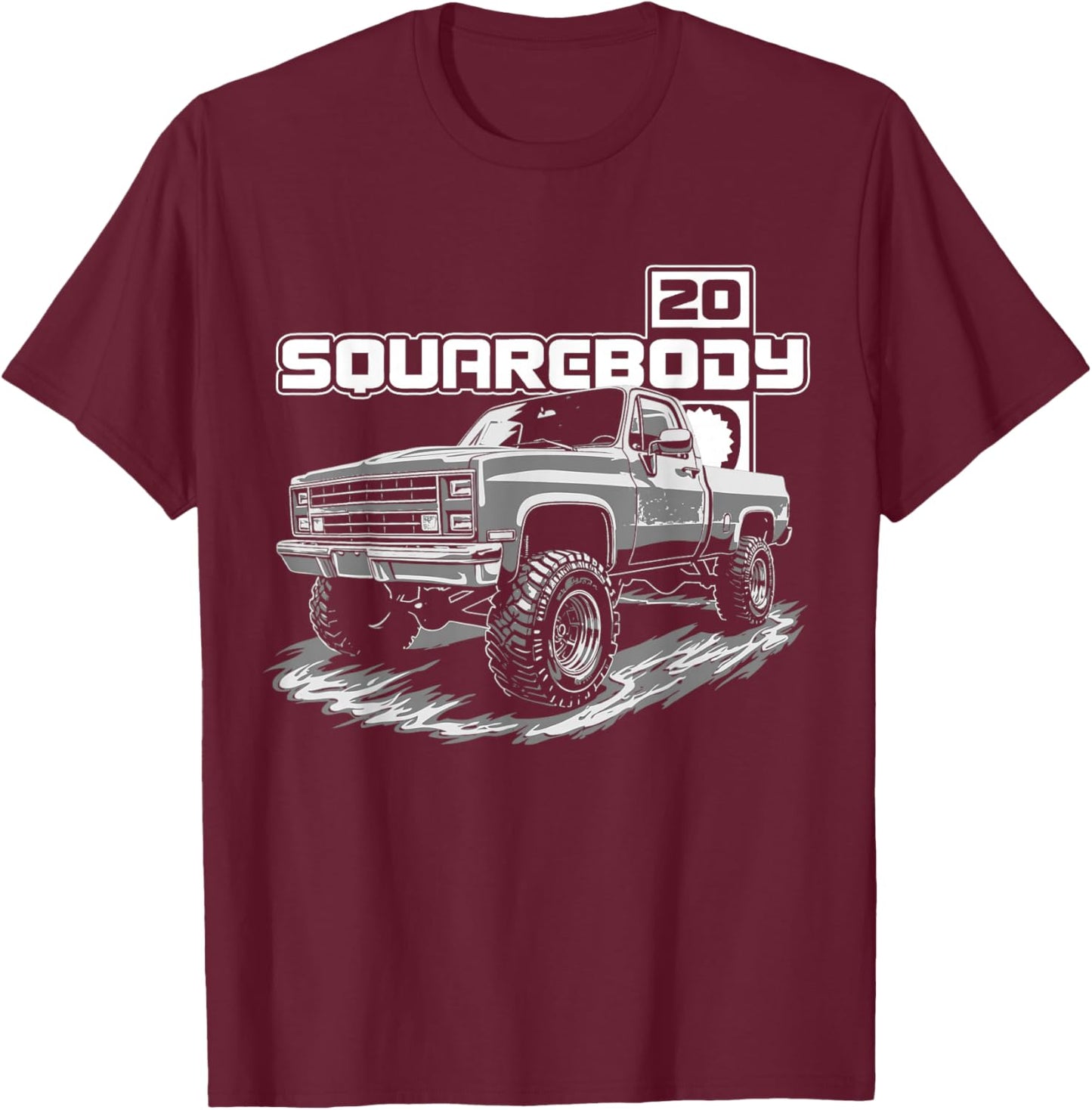 Squarebody K20 Classic 4x4 Offroad Truck Squarebody Life T-Shirt - T-Shirt | Maroon