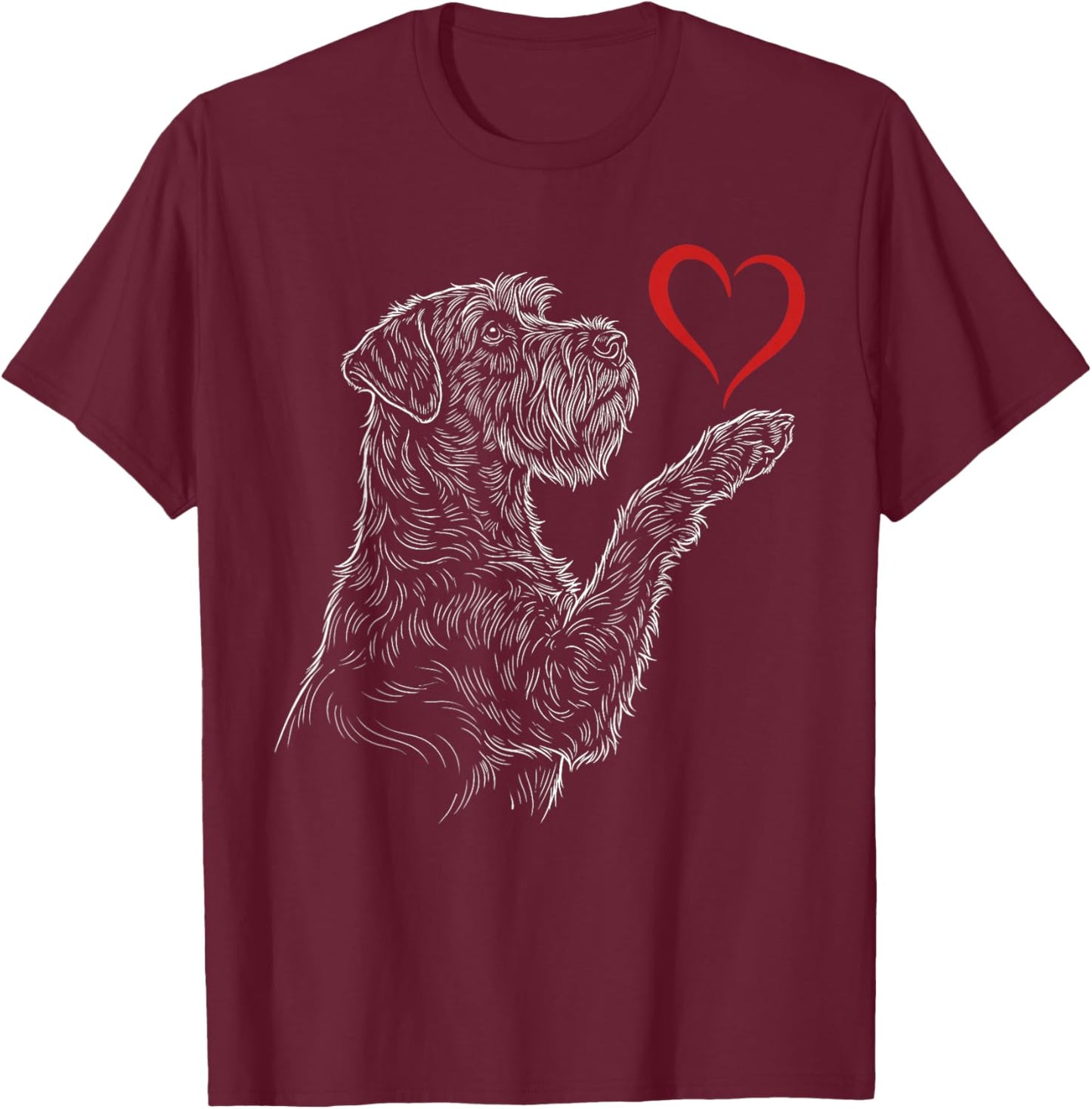 Schnauzer Lover Dog Art Holding Heart Valentines T-Shirt - T-Shirt | Maroon