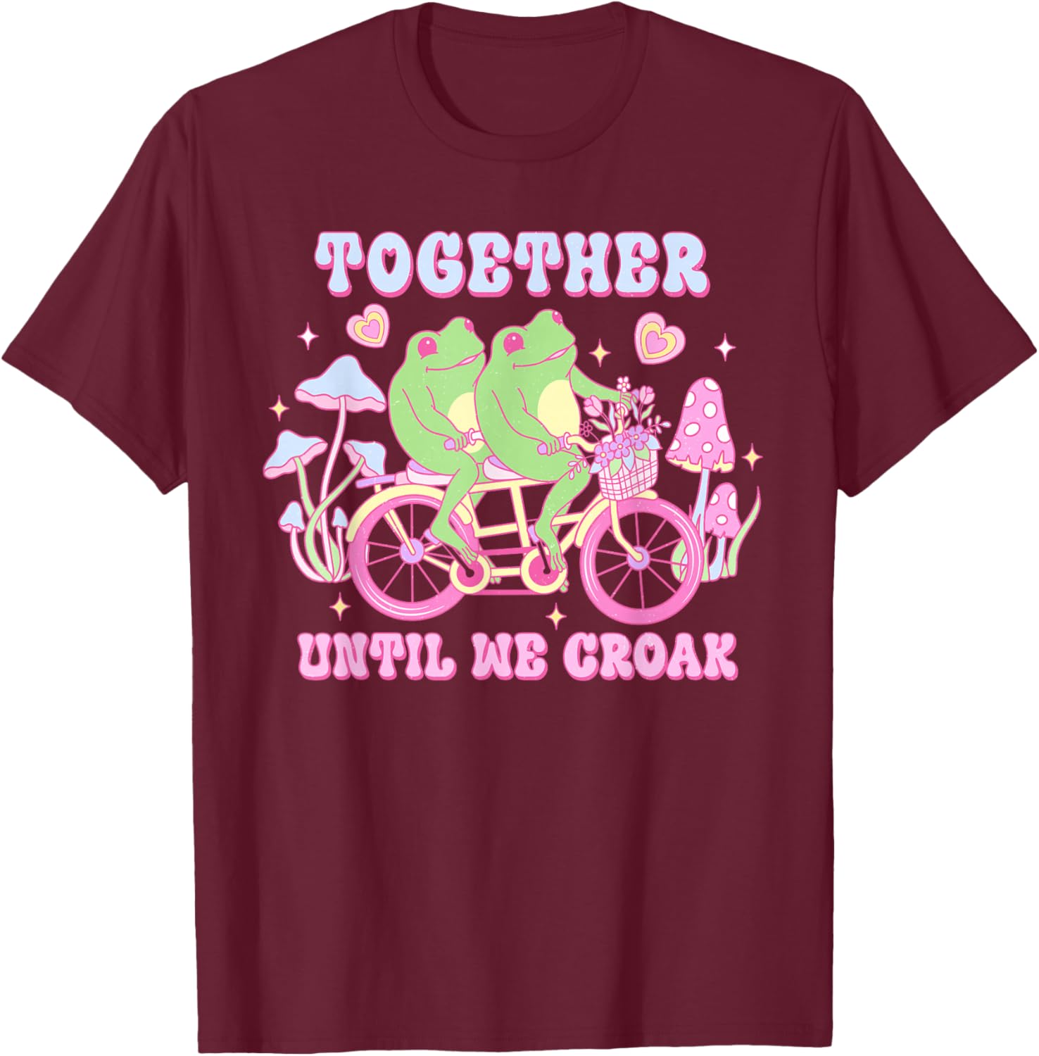 Together Until we Croak Adorable Frog Valentine Day Graphic T-Shirt - T-Shirt | Maroon