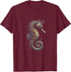 Seahorse Graphic Art Design T-Shirt - T-Shirt | Maroon