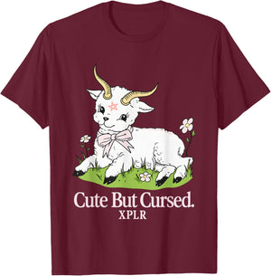 Cute But Cursed Puffer Sheep Halloween T-Shirt - T-Shirt | Maroon