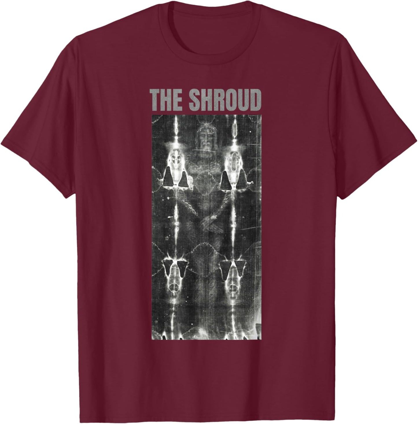 The Shroud of Turin Featuring Picture Burial Cloth of Jesus T-Shirt - T-Shirt | Maroon