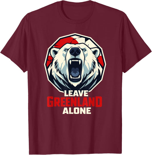 Leave Greenland Alone Polar Bear Flag Greenlanders Support T-Shirt - T-Shirt | Maroon