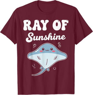 Ray of Sunshine Stingray Sea Ocean Stingray Animal Manta Ray T-Shirt - T-Shirt | Maroon