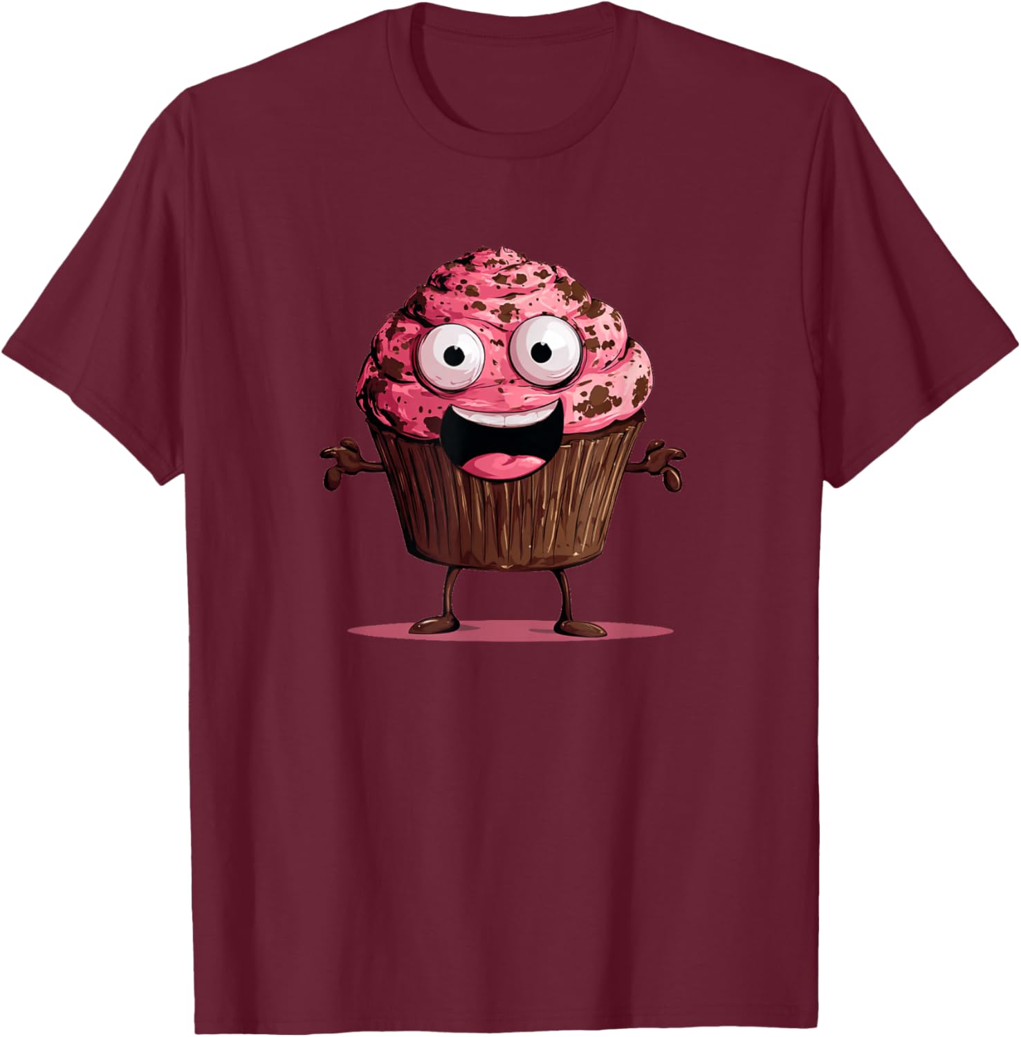 Funny Pink Muffin Face for Cupcakes and Muffins Lovers T-Shirt - T-Shirt | Maroon