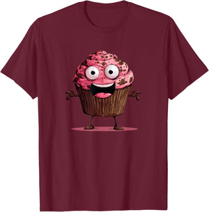 Funny Pink Muffin Face for Cupcakes and Muffins Lovers T-Shirt - T-Shirt | Maroon