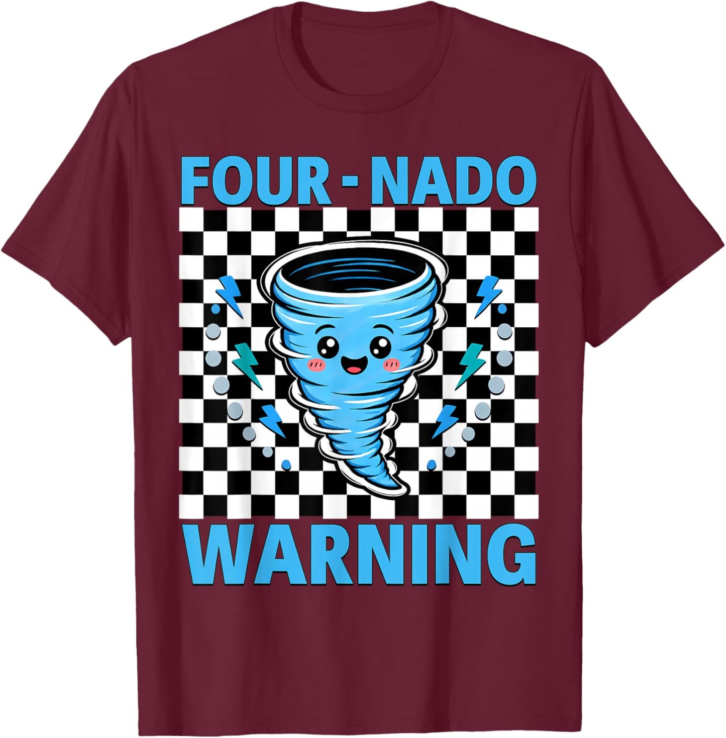 Four Nado Warning 4th Birthday 4 Years Old Kids Boys Girls T-Shirt - T-Shirt | Maroon