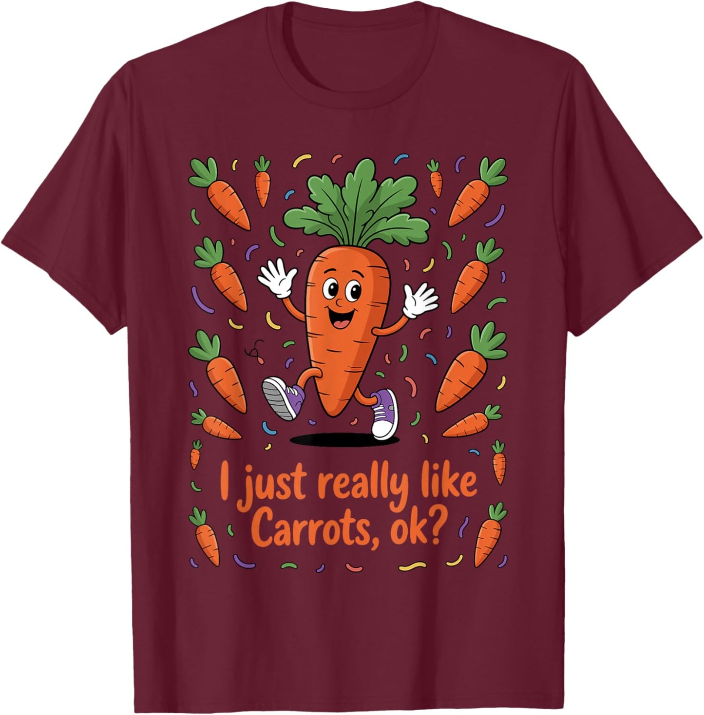 Funny Carrot Art Women Kids Vegetable Carrot Lover T-Shirt - T-Shirt | Maroon