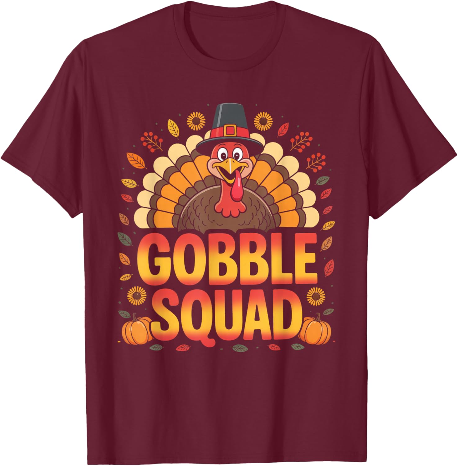 Gobble Squad Turkey Design Cafeteria Gobble Squad Turkey T-Shirt - T-Shirt | Maroon