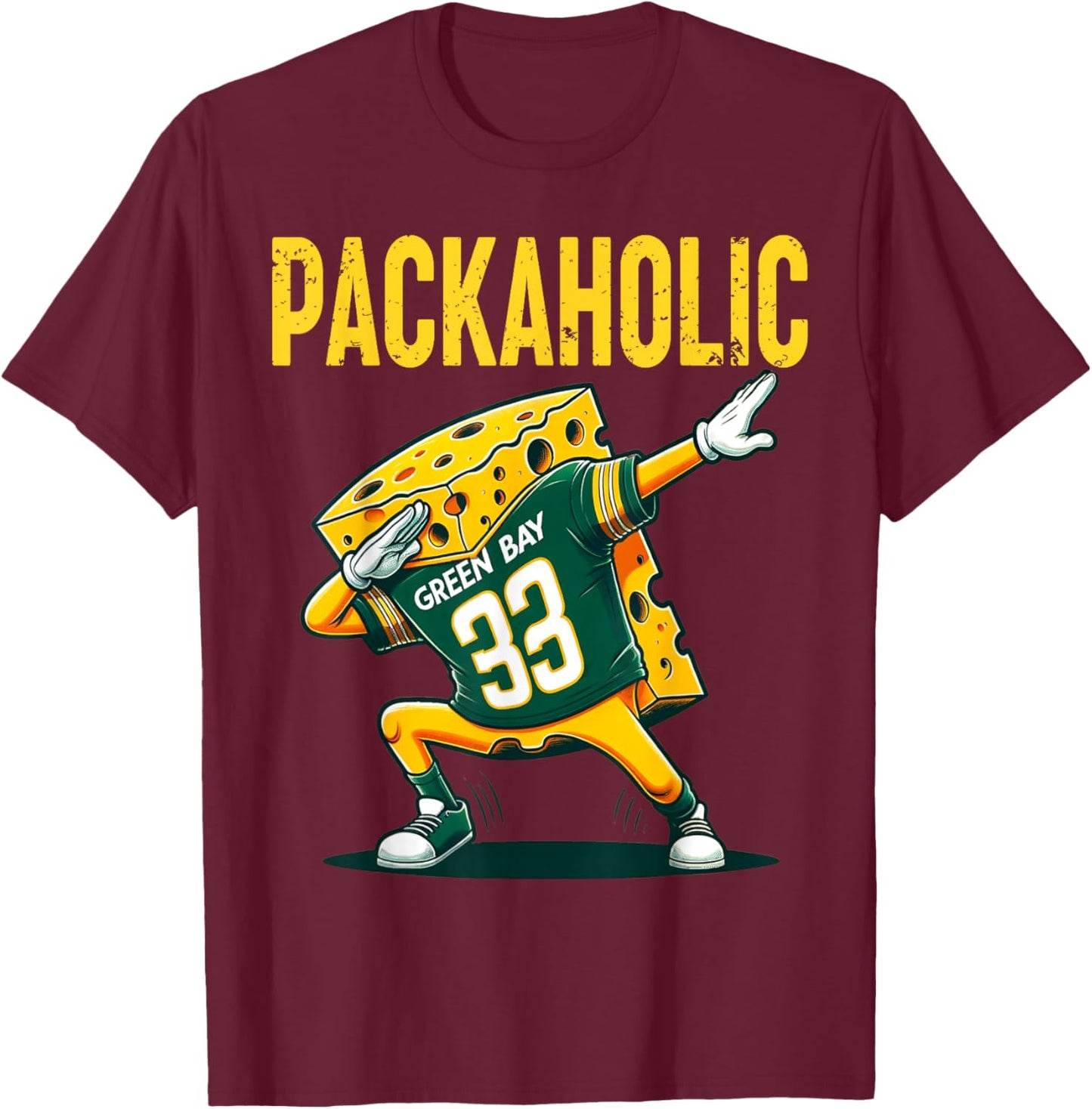 Funny Packaholic Green Bay Cheese Dabbing Cute Cheese Foodie T-Shirt - T-Shirt | Maroon