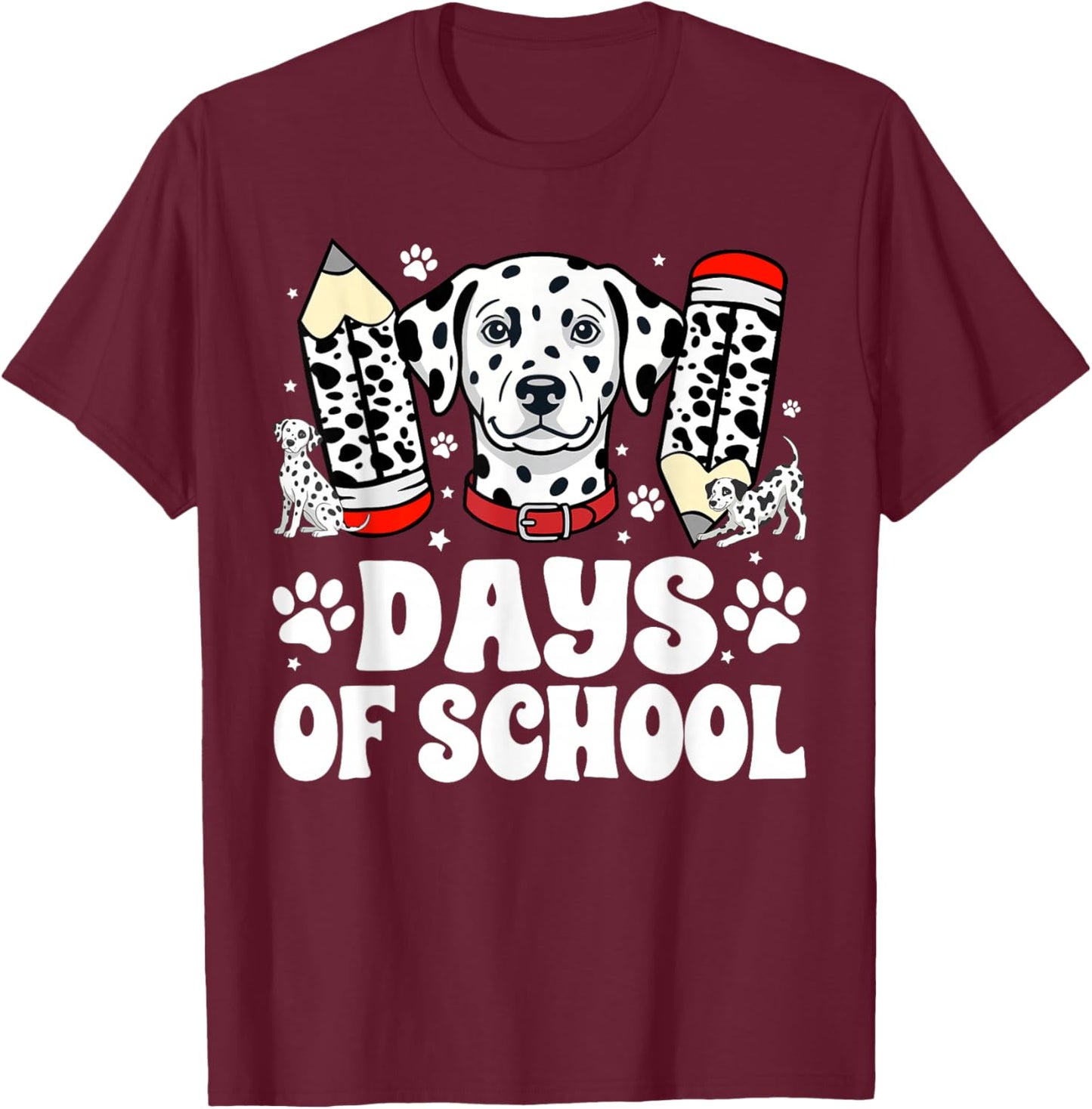101 Days Smarter Funny Dog 100th Day of School Boys Girls T-Shirt - T-Shirt | Maroon