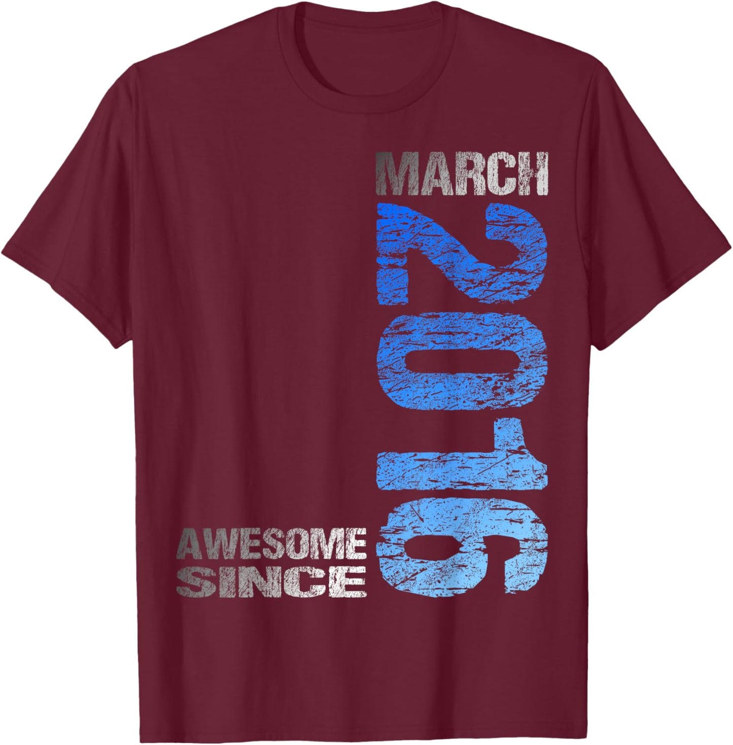Awesome Since March 2016 Vintage 10. Birthday T-Shirt - T-Shirt | Maroon