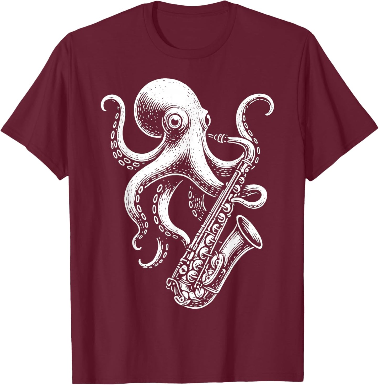Octopus Saxophone Saxophonist T-Shirt - T-Shirt | Maroon