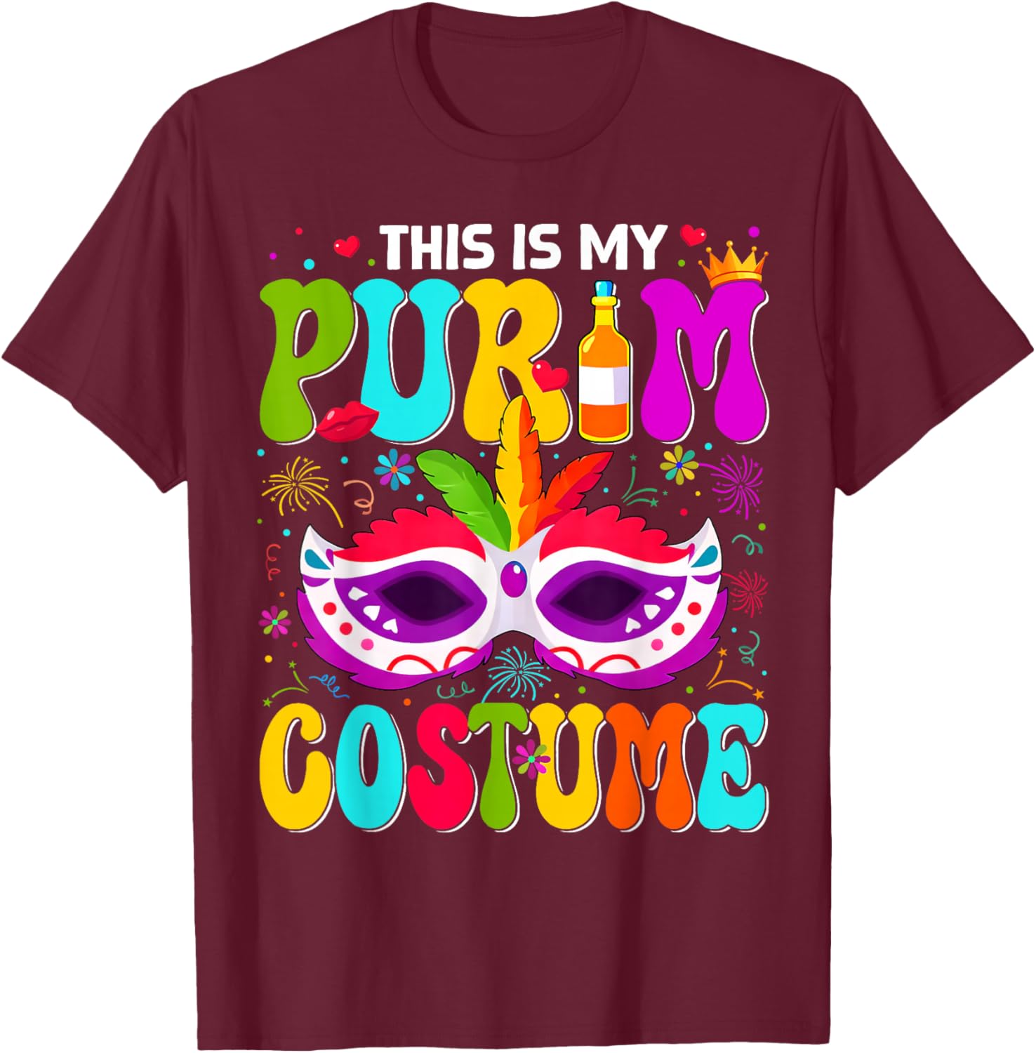 This is My Purim Costume Funny Jewish Holiday Party Outfit T-Shirt - T-Shirt | Maroon