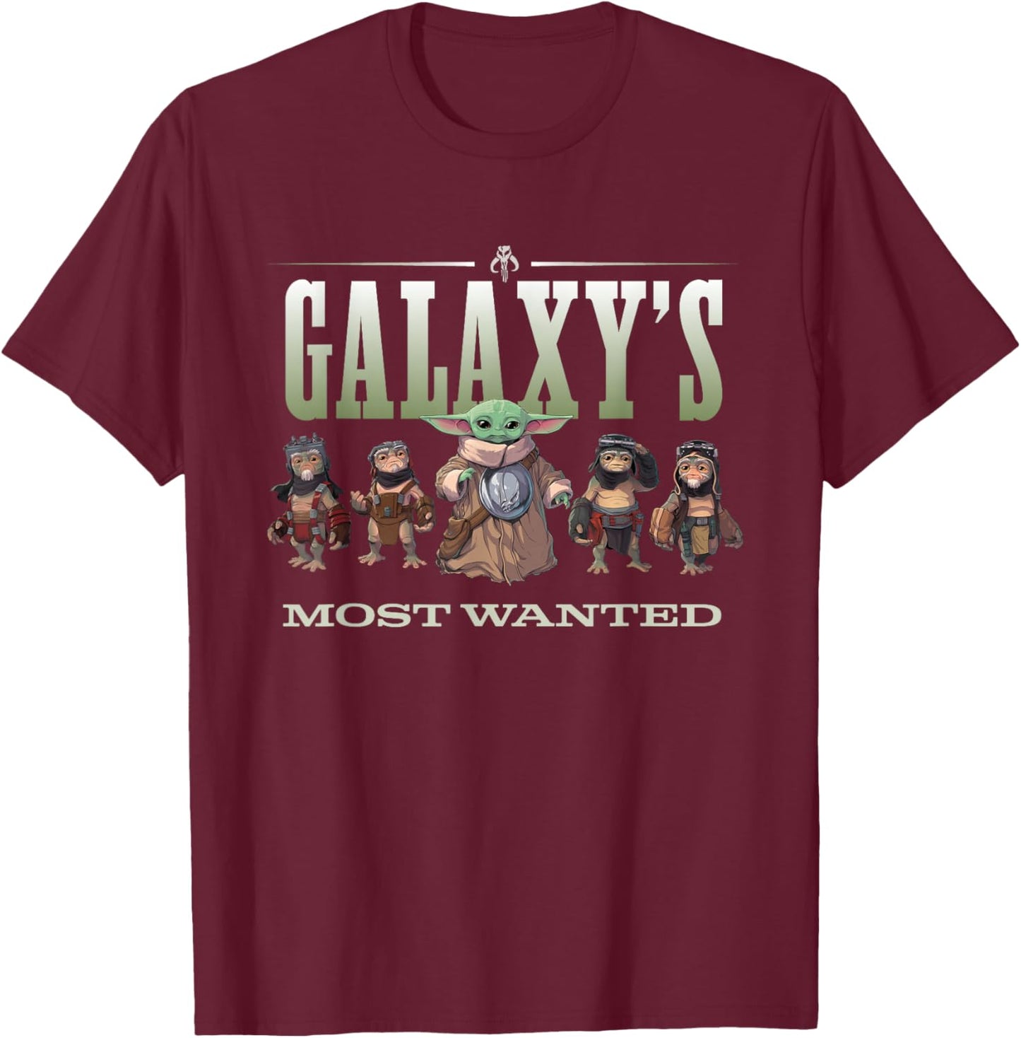 Star Wars: The Mandalorian and Grogu Anzellans Wanted T-Shirt - T-Shirt | Maroon