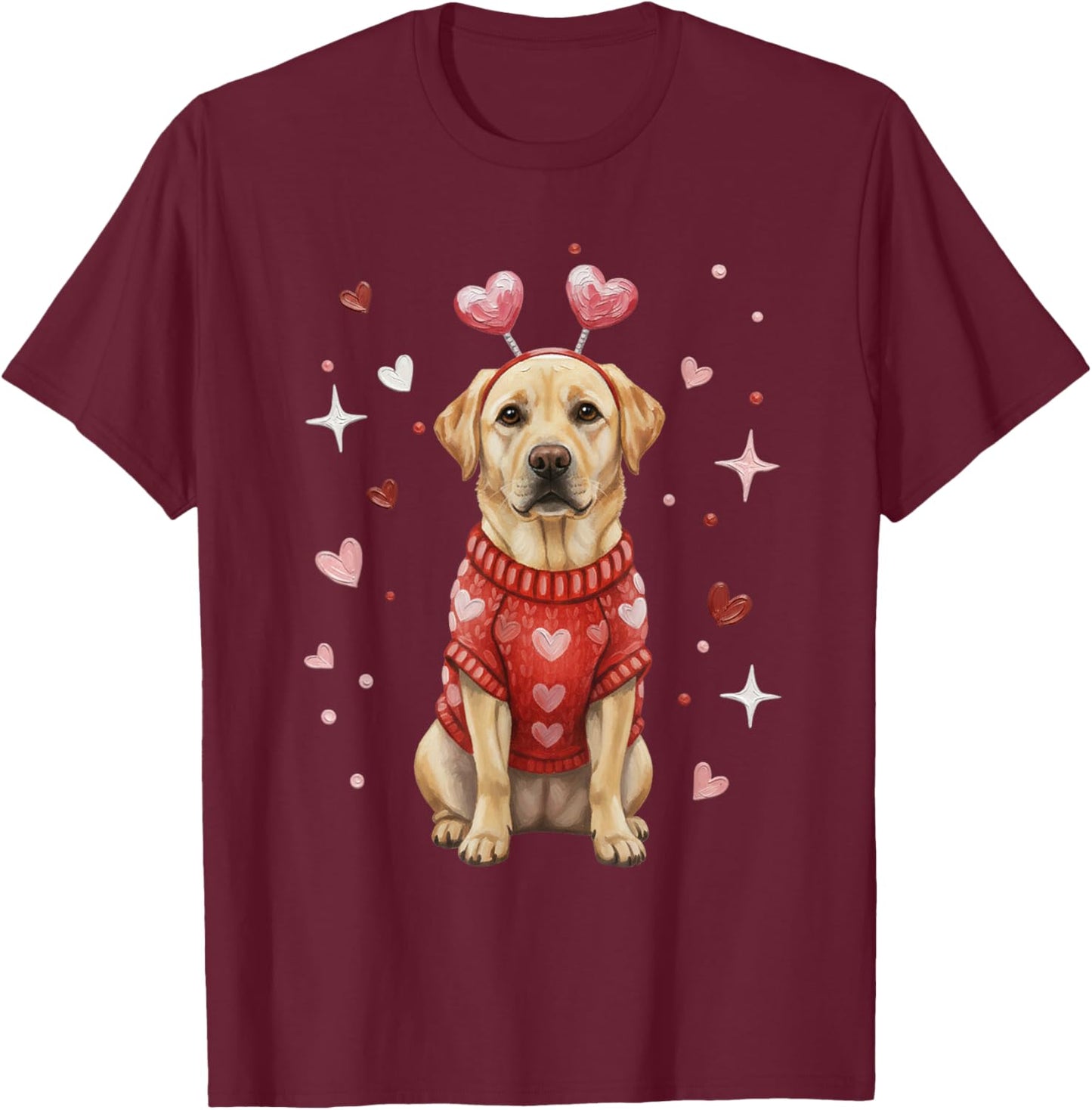 Cute Labrador Retriever Valentine Heart Valentines Day T-Shirt - T-Shirt | Maroon