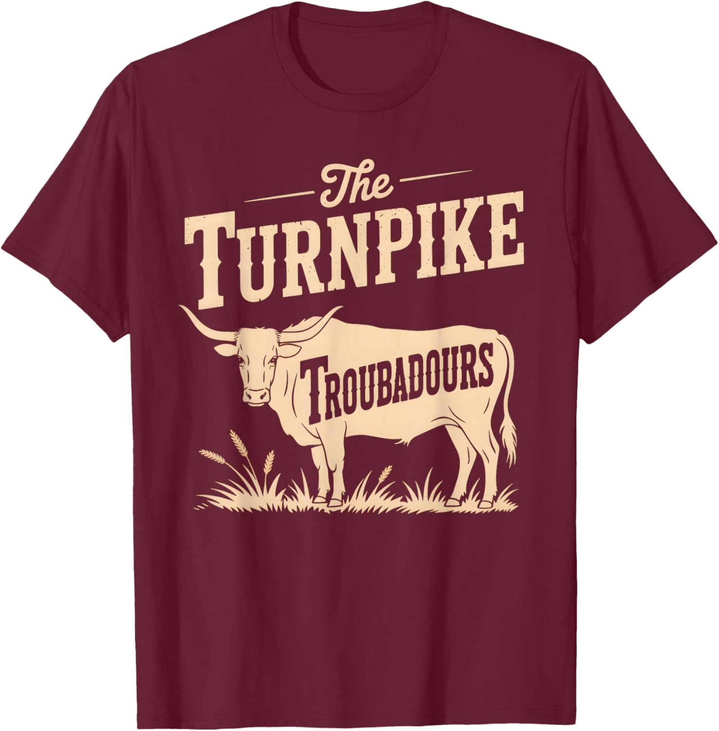 Vintage Turnpike Distressed Country Music Men Women T-Shirt - T-Shirt | Maroon