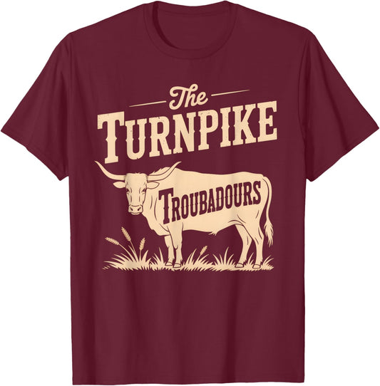 Vintage Turnpike Distressed Country Music Men Women T-Shirt - T-Shirt | Maroon