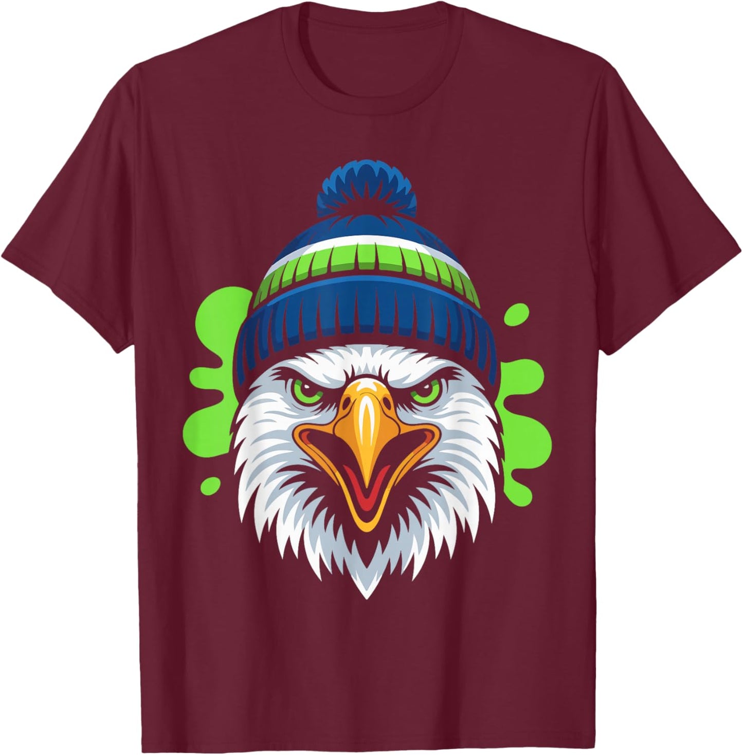 Bold Graphic Splash Eagle Artwork T-Shirt - T-Shirt | Maroon