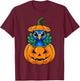 Peacock in Jack-o'-Lantern Pumpkin Halloween T-Shirt - T-Shirt | Maroon