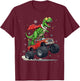 Dinosaur Christmas T Rex Monster Truck Santa Holiday T-Shirt - T-Shirt | Maroon