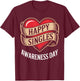 Happy Singles Awareness Day Heart Banner T-Shirt - T-Shirt | Maroon