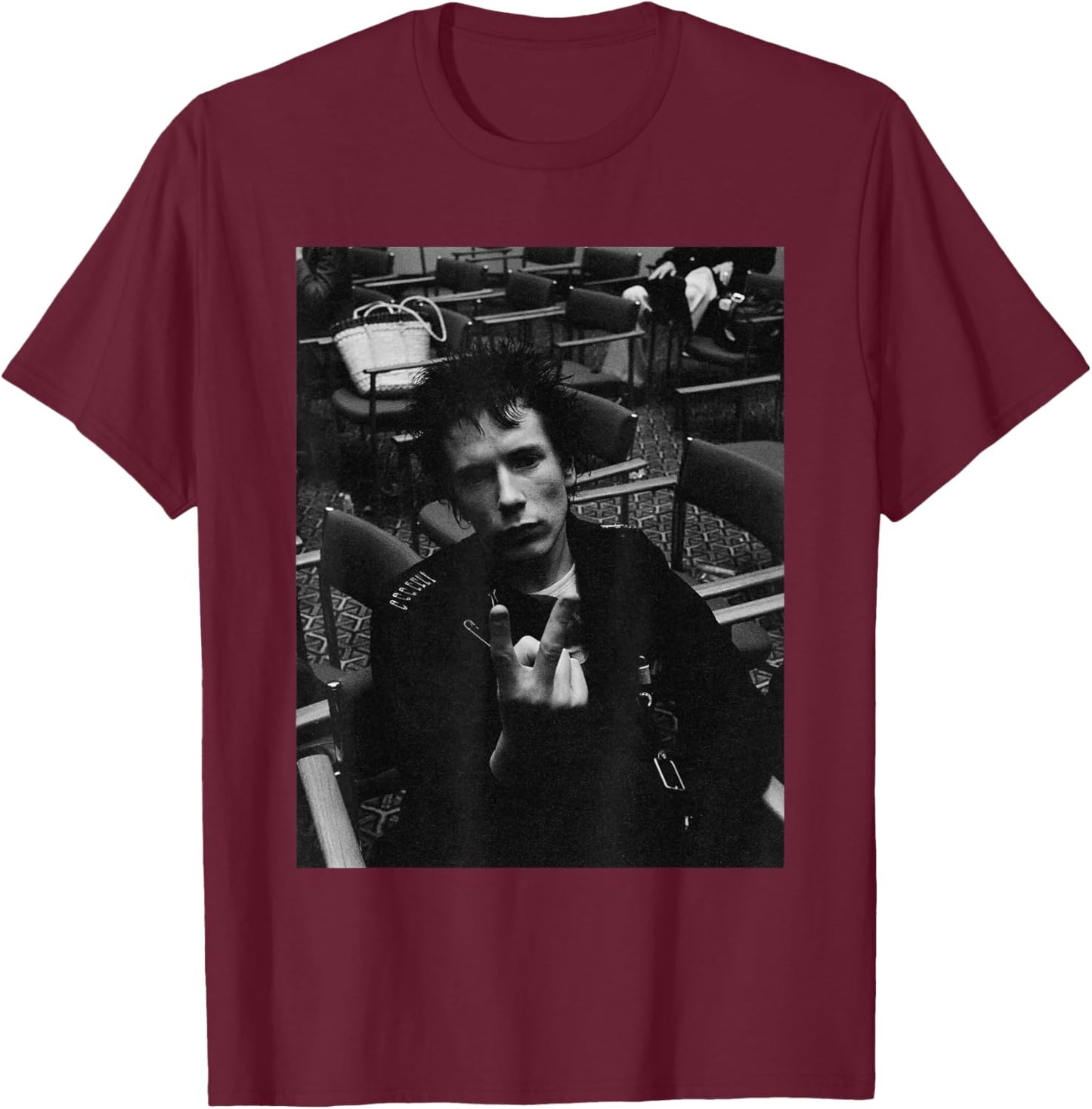 Sex Pistols Johnny Rotten Punks in London 1977 T-Shirt - T-Shirt | Maroon
