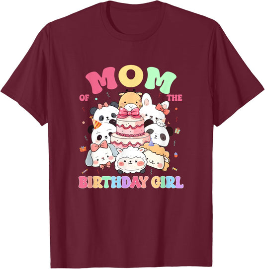 Birthday Family Squish Squad Mom of The Birthday Girl T-Shirt - T-Shirt | Maroon