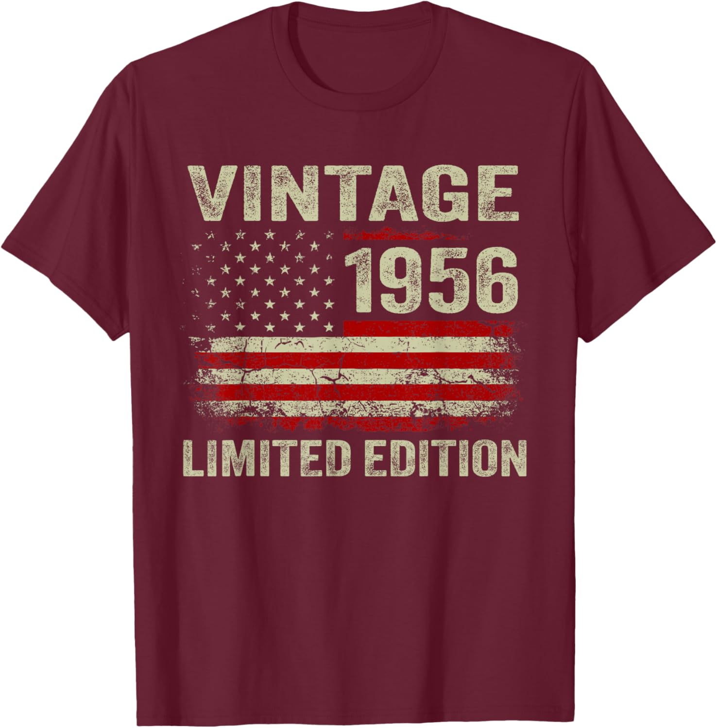 70 Year Old Gifts Vintage 1956 American Flag 70th Birthday T-Shirt - T-Shirt | Maroon