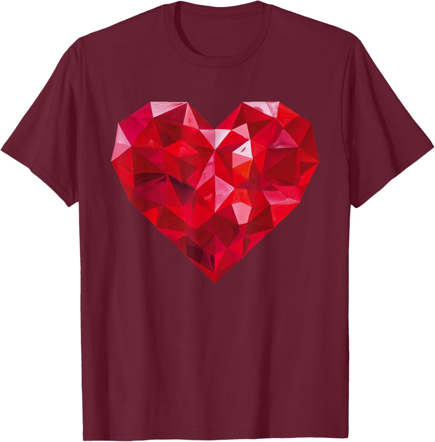 Valentines Day Heart Love Couple Romantic Art Graphic T-Shirt - T-Shirt | Maroon