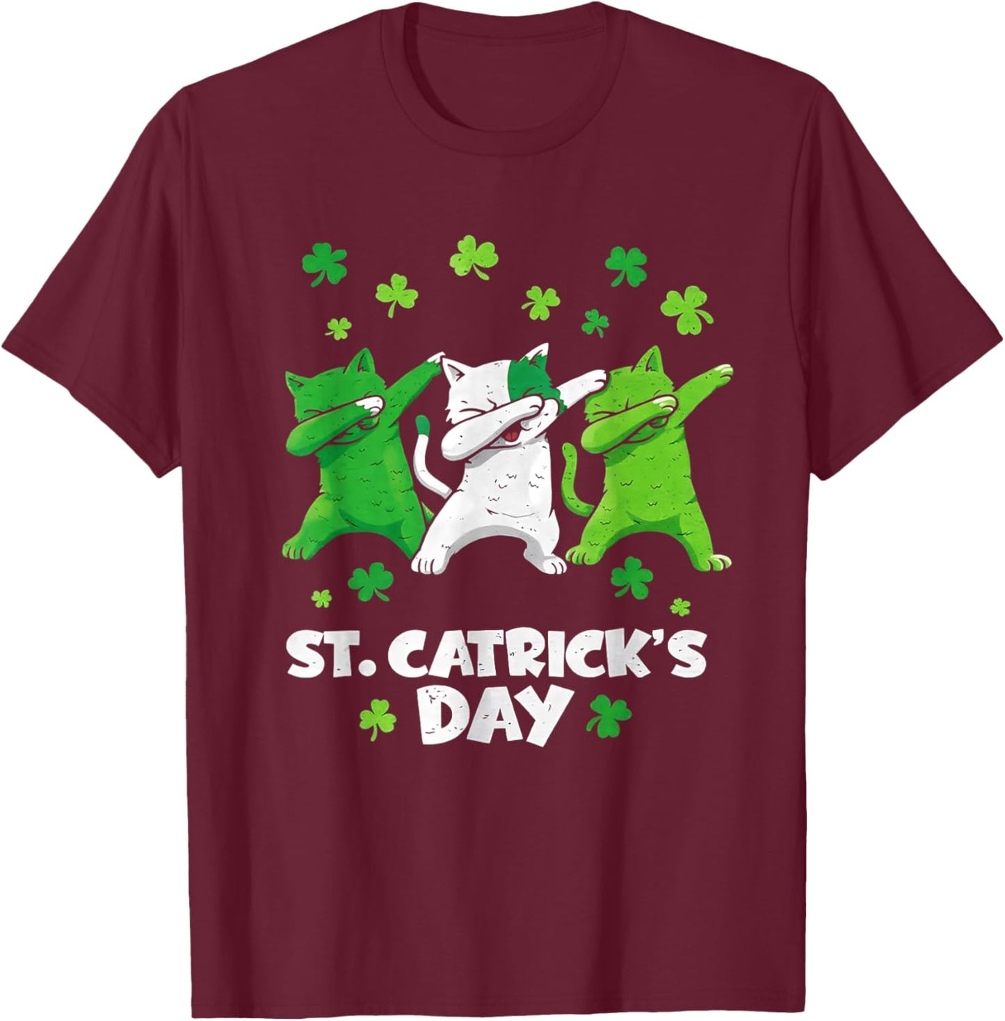 St Patricks Day Cat Lover Funny Catricks Day Girls Women Kid T-Shirt - T-Shirt | Maroon