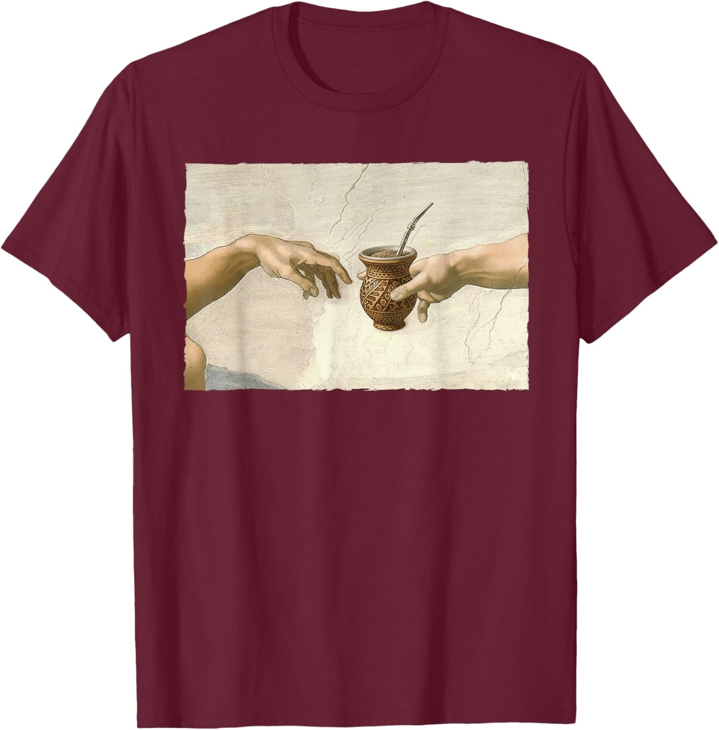 Yerba Mate Lover Argentina Yerba Mate The Creation of Adam T-Shirt - T-Shirt | Maroon