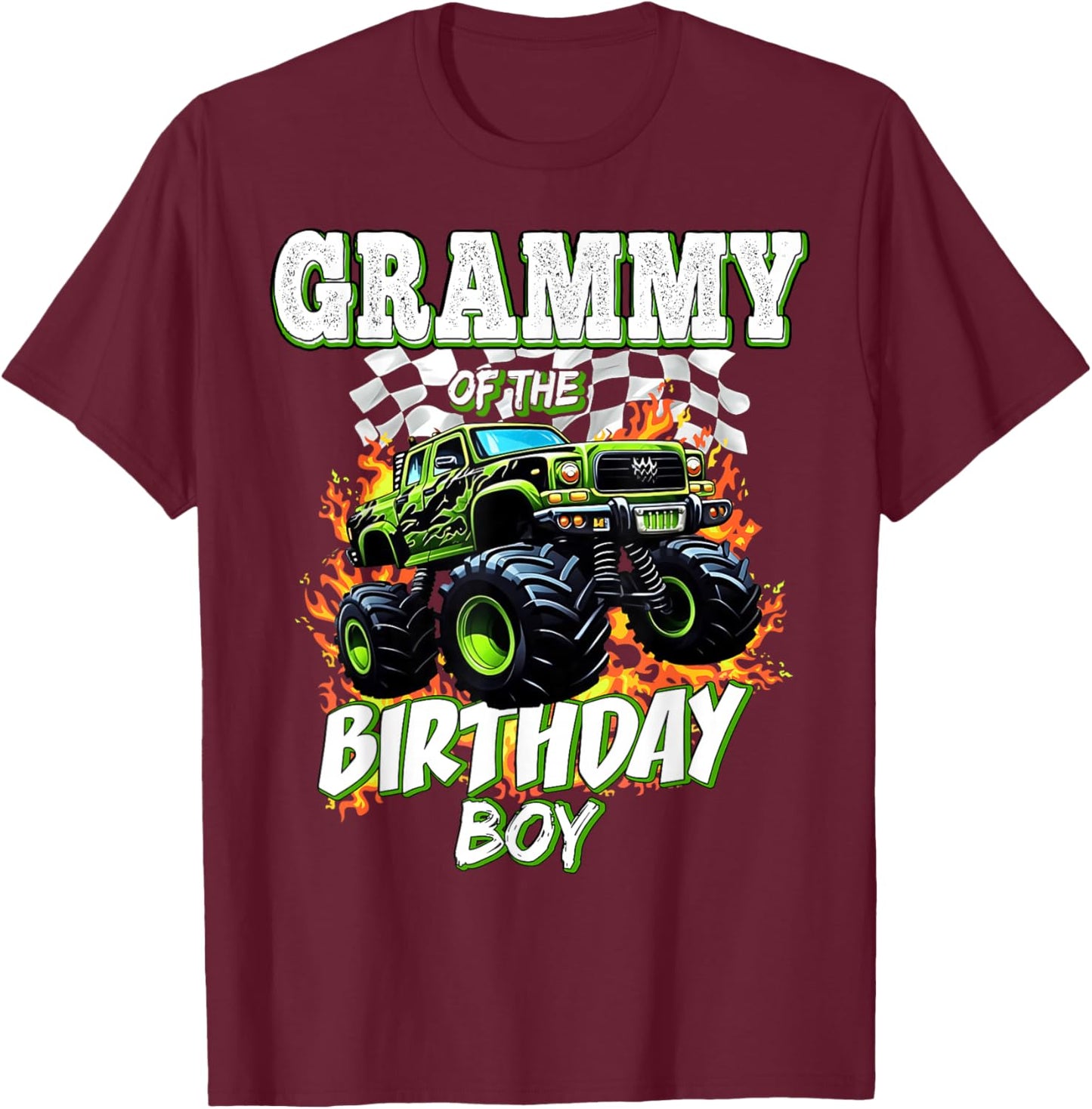 Grammy of The Birthday Boy Monster Truck Birthday Kids T-Shirt - T-Shirt | Maroon