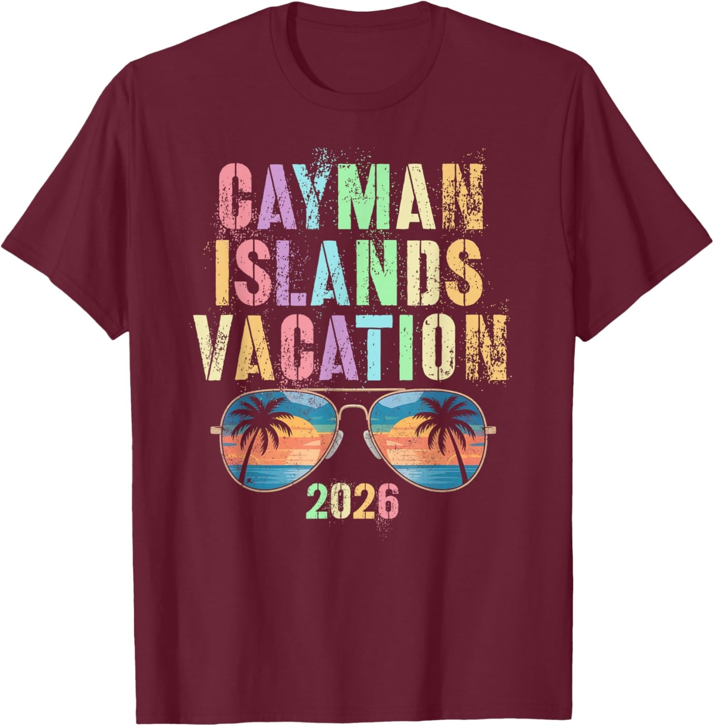 Kids Cayman Islands Vacation 2026 Trip Swim Vacay Matching T-Shirt - T-Shirt | Maroon