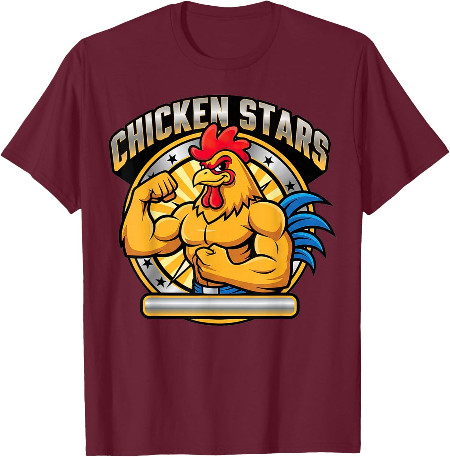 Chicken Stars Strong Wrestling Brawler Rooster Mascot T-Shirt - T-Shirt | Maroon