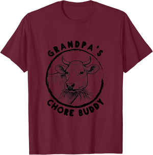 Grandpa's Chore Buddy Cattle Rancher Farmer Kids Toddler T-Shirt - T-Shirt | Maroon