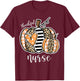 Thankful Nurse Leopard Plaid Pumpkin Thanksgiving Day T-Shirt - T-Shirt | Maroon