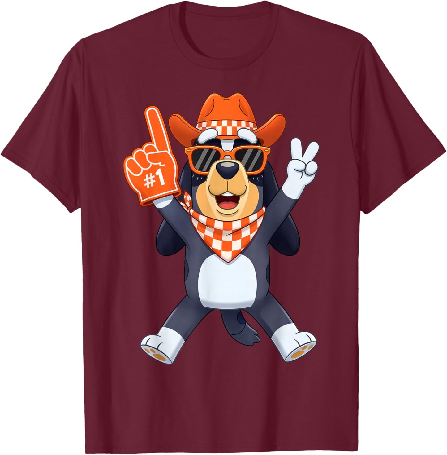 Orange Bluetick Coonhound Game Day Cheer Men Kids T-Shirt - T-Shirt | Maroon