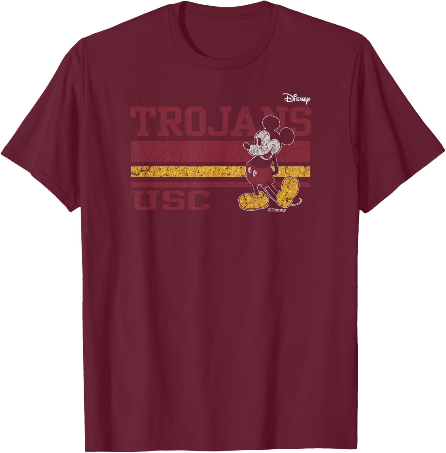 USC Trojans Mickey Mouse Vintage Black Officially Licensed T-Shirt - T-Shirt | Maroon