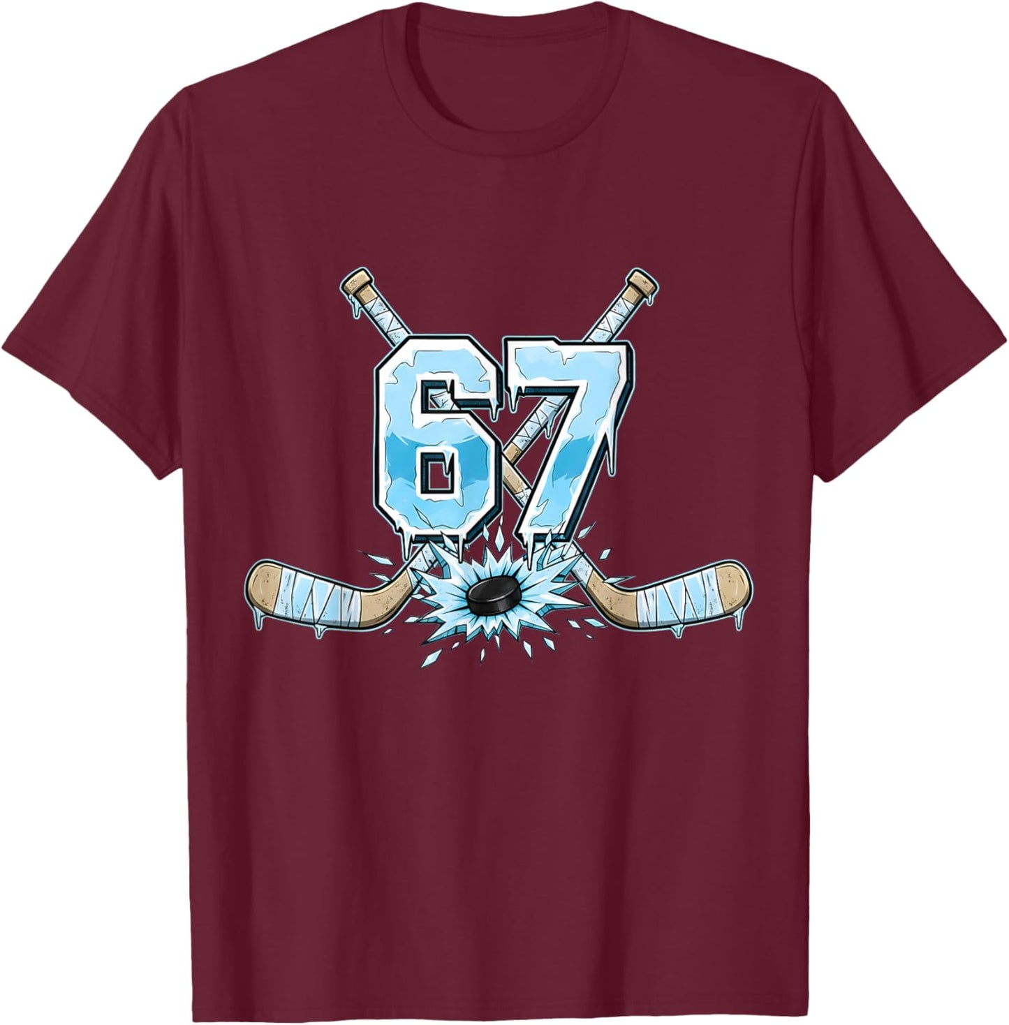 67 Hockey Drip Six Seven Meme 6 7 Boys Teens Kids Ice Hockey T-Shirt - T-Shirt | Maroon