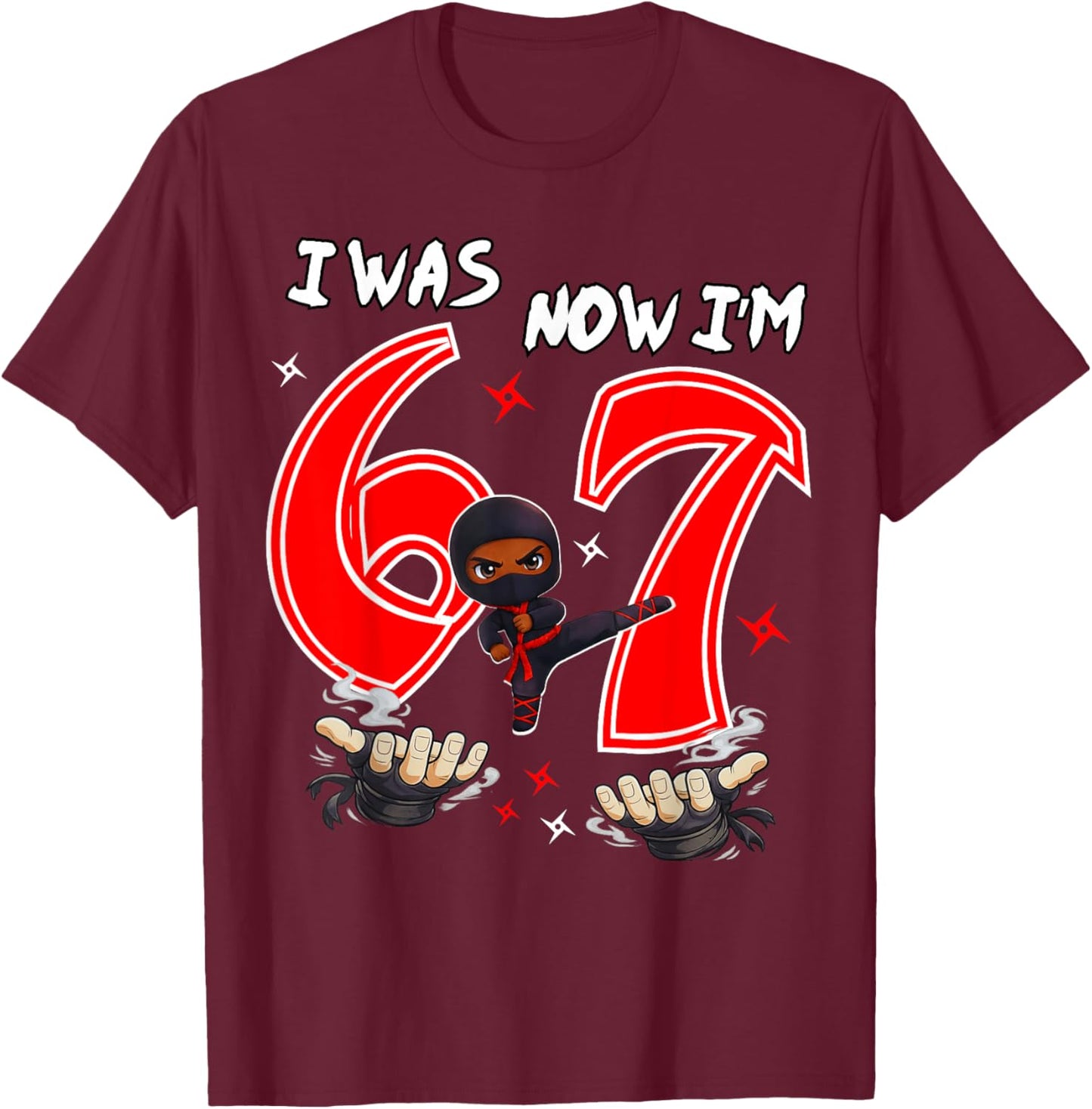 I was 6 Now I'm 7 Ninja 7th Birthday T-Shirt - T-Shirt | Maroon